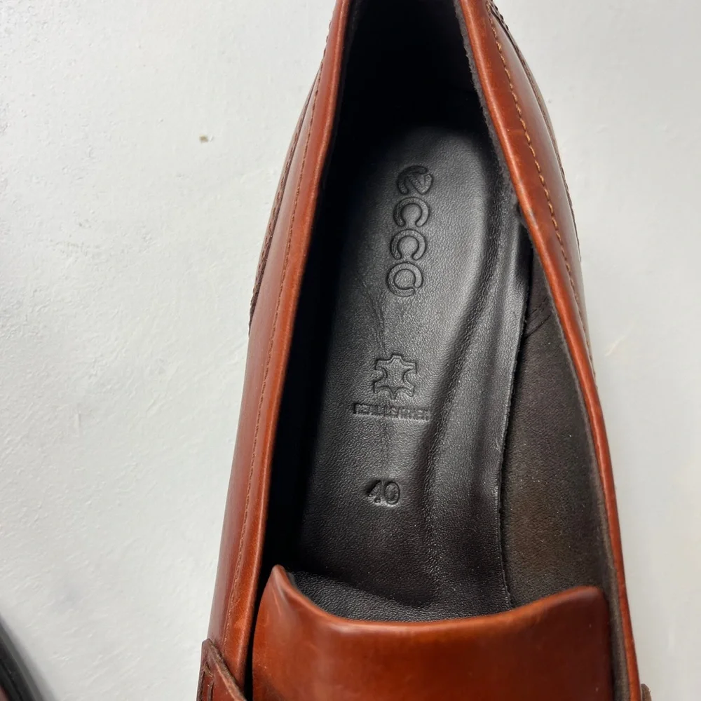 Ecco Rich Brown Leather Slip-On Loafers